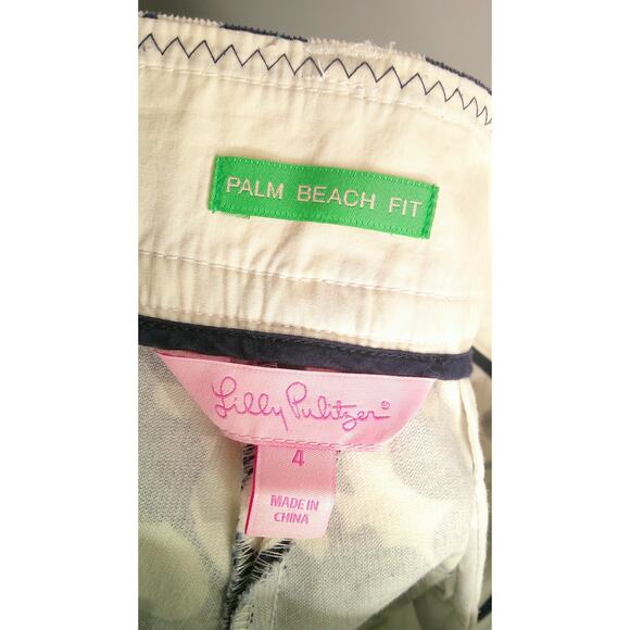 Lilly Pulitzer Palm Beach Fit Women' 4 Navy White Horse of Course Corduroy Capri - Picture 6 of 8